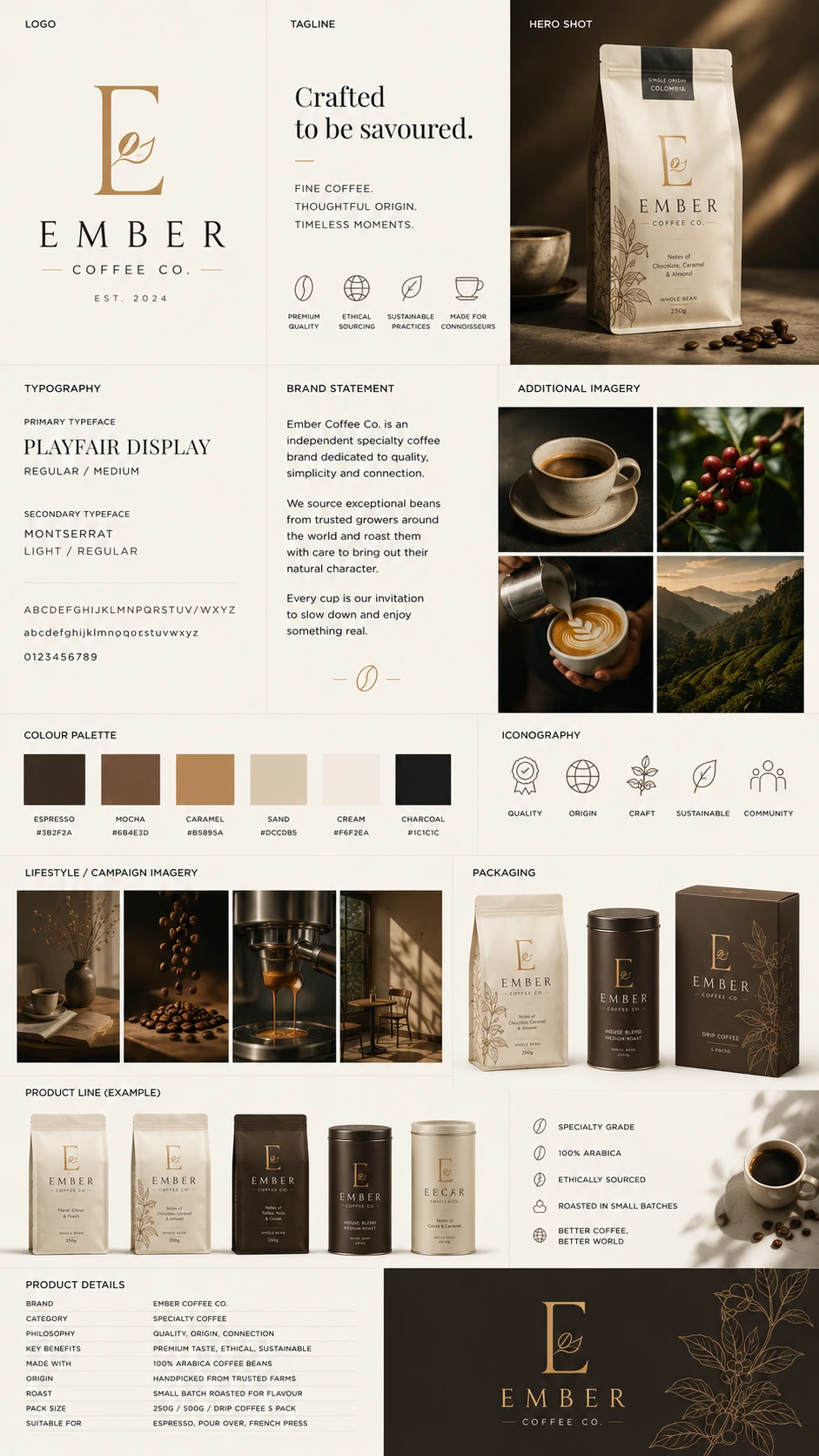 Ember Coffee Co. brand kit board
